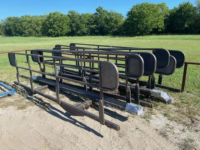 Heavily corroded livestock transport frames before restoration