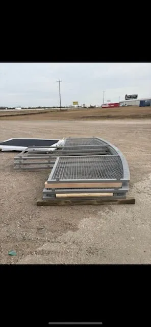 Silver gray mesh panel on pallet outdoors